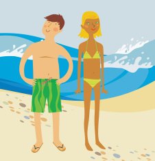 Two people on the beach N2
