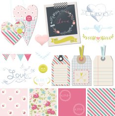Wedding love or romance design elements collection N2