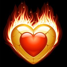 Jewelry heart in fire