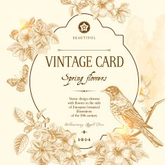 Spring floral vector vintage card