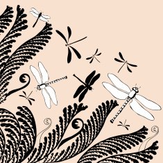 floral ornament with dragonflies N3