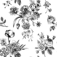 Seamless vector vintage pattern with Victorian bouquet N19
