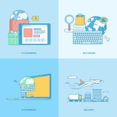 Set of line concept icons for e-commerce