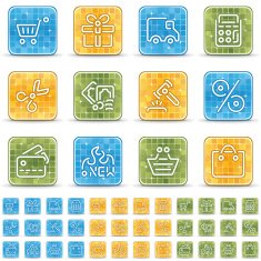 shopping icons - brillante cuadrado