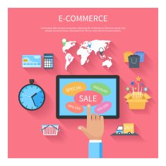 Internet shopping concept with monitor screen