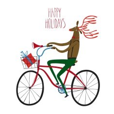 Christmas reindeer cyclist illustration