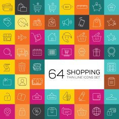E-commerce and shopping icons Thin line design
