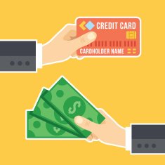 Hand with credit card and hand cash