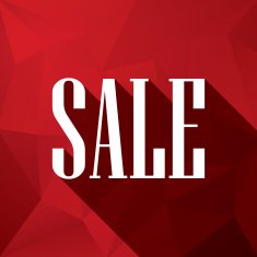 Sale discounts poster or flyer white text on red low