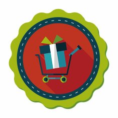 shopping cart flat icon with long shadow N5