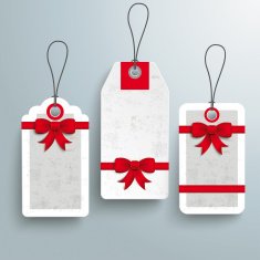 3 Price Sticker Red Ribbons