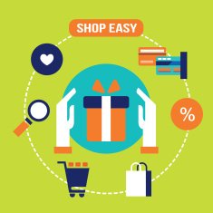 Buying present and gift online E-commerce concept