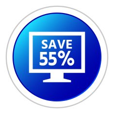 Computer Monitor icon on a round button - StickerSeries N105