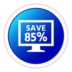 Computer Monitor icon on a round button - StickerSeries N130