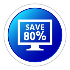 Computer Monitor icon on a round button - StickerSeries N131