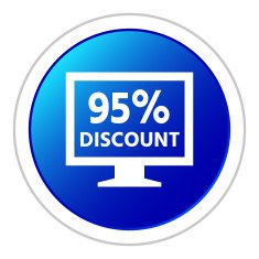 Computer Monitor icon on a round button - StickerSeries N139
