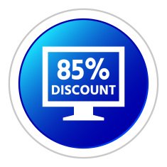 Computer Monitor icon on a round button - StickerSeries N140