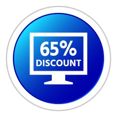 Computer Monitor icon on a round button - StickerSeries N143