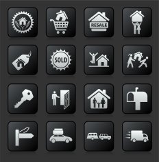 Real Estate icon set on Black Background