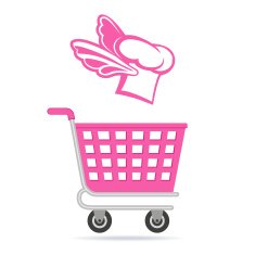 Pink Shopping Cart With Chef Hat Wings