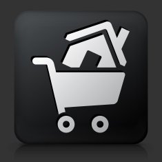 Black square button with Shopping Cart and House N2