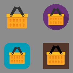 Flat Shopping Basket icons