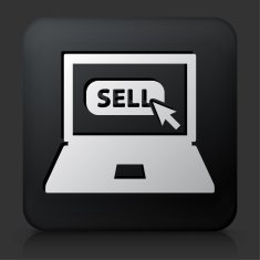 Black Square Button with Sell Sign on Laptop N2