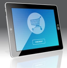 Digital Tablet Online Shopping - Left side horizontal view