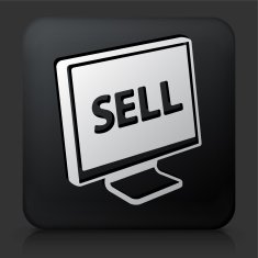 Black Square Button with Sell Sign on Computer N2