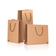 set of individual paper packages with reflection