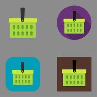 Flat Shopping Basket icons N2