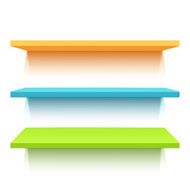 Three colorful realistic shelves
