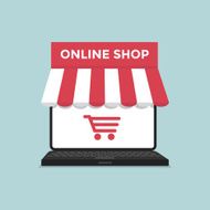 Online shop on laptop