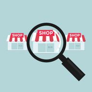 Shop search with a magnifying glass