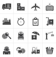 Black Cargo shipping and logistic icons