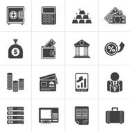 Black Bank and Finance Icons