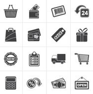 Black shopping and retail icons N2