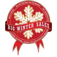 Winter sales stamp with a golden snowflake