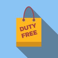 Duty-free bag colored flat icon