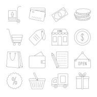 Line shopping icons set