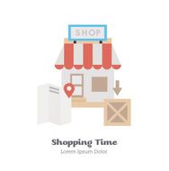 Search the shop on maps Vector Illustration