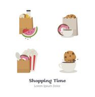 Set of vector icons flat with shopping bags