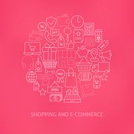 Thin Line E-commerce Business Money Icons Set Circle Concept N2