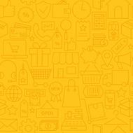 Thin Shopping Business Line Commerce Yellow Seamless Pattern N2