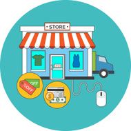 Web store Online shop concept Flat design
