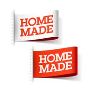 Homemade white and red labels
