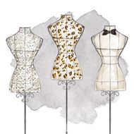 hand draw Fashion Illustration watercolor - mannequin N2
