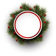 White paper gift card over spruce twigs