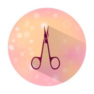 Flat style Scissors icon on blurred background N2