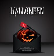 Halloween sale envelope on black background